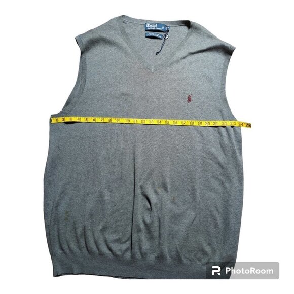POLO by Ralph Lauren Sweater Vest 2XLT grey with red pony Pima Cotton - Picture 4 of 7